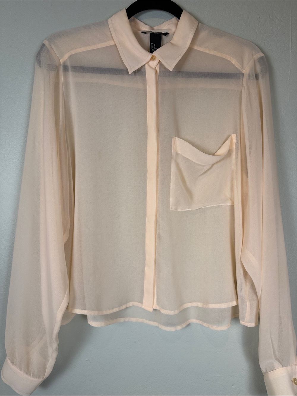 H&M Sheer Cropped Button Down Shirt Peach Size 10 EUC NKD - Picture 8 of 8